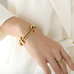 Hiphop number chunky stainless steel bracelet
