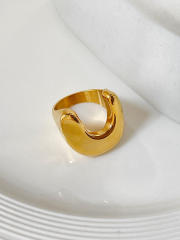 Concise 18K unique design chunky stainless steel rings