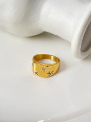 INS diamond star stainless steel chunky rings