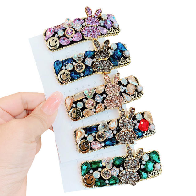 Amazon cute rabbit colorful crystal snape hair clips