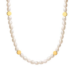 Water pearl beads stainless steel beads mix choker necklace