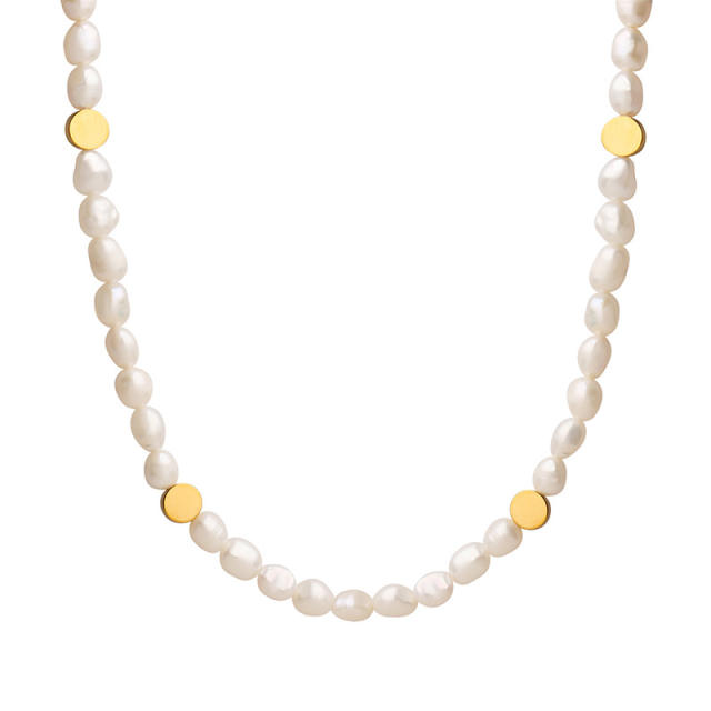Water pearl beads stainless steel beads mix choker necklace