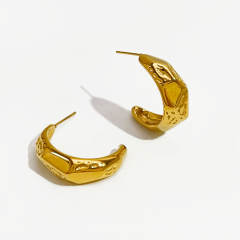 18K unique open hoop stainless steel earrings