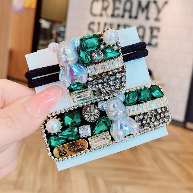 Luxury color crystal statement baroque snap hair clips hair ties