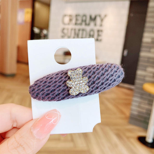 Korean fashion wool material oval shape snap hair clips
