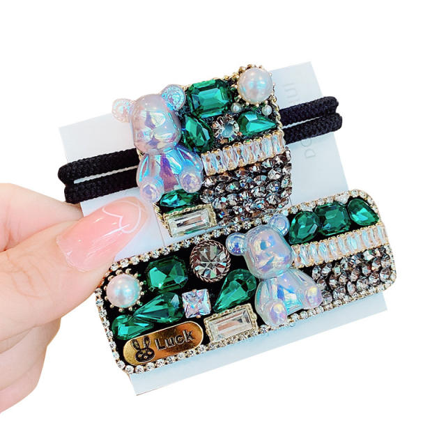 Luxury color crystal statement baroque snap hair clips hair ties