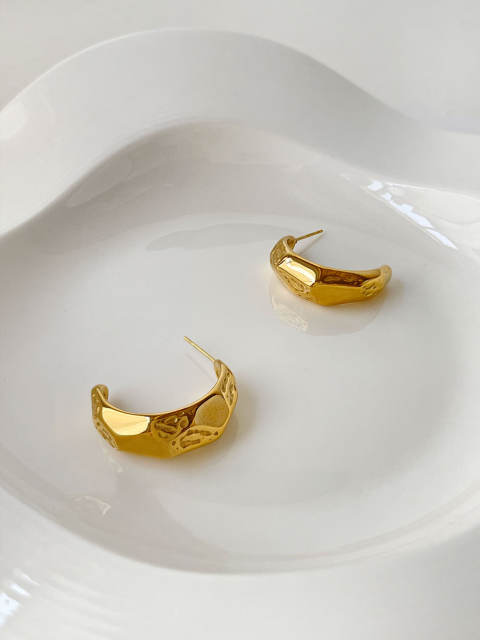 18K unique open hoop stainless steel earrings