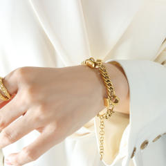 Hiphop number chunky stainless steel bracelet