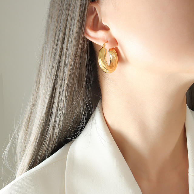 Occident fashion stainless steel hoop earrings chunky earrings