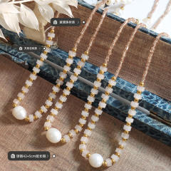Natural stone glass beads choker necklace