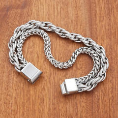 Hiphop rock and roll stainless steel chain bracelet for men
