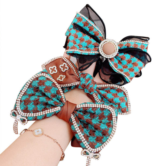 Korean fashion Houndstooth bow scrunchies
