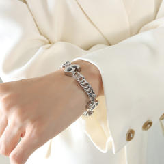 Hiphop number chunky stainless steel bracelet