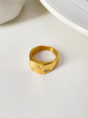 INS diamond star stainless steel chunky rings