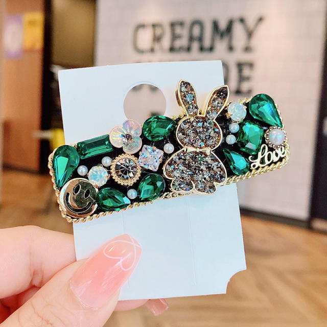 Amazon cute rabbit colorful crystal snape hair clips