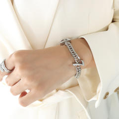 Hiphop number chunky stainless steel bracelet