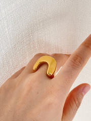 Concise 18K unique design chunky stainless steel rings