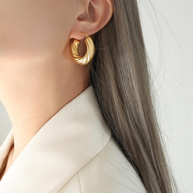 Occident fashion stainless steel hoop earrings chunky earrings