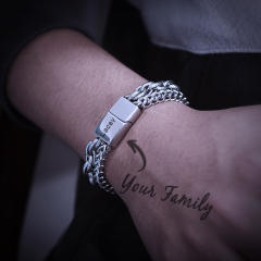 Hiphop rock and roll stainless steel chain bracelet for men