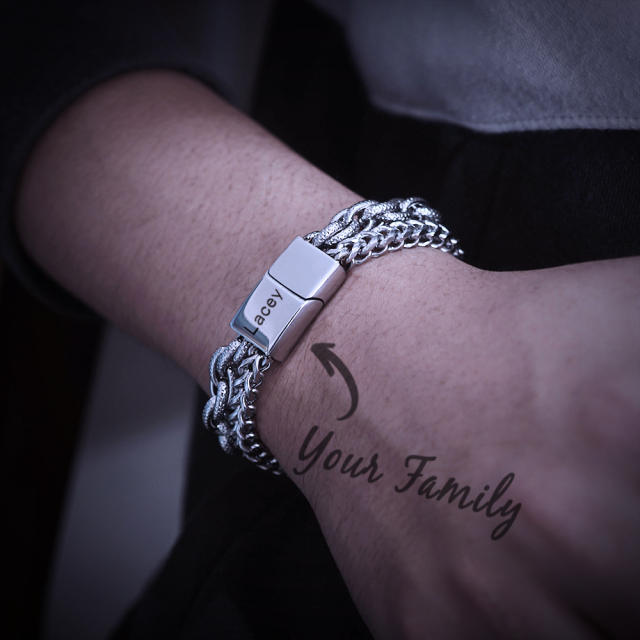 Hiphop rock and roll stainless steel chain bracelet for men