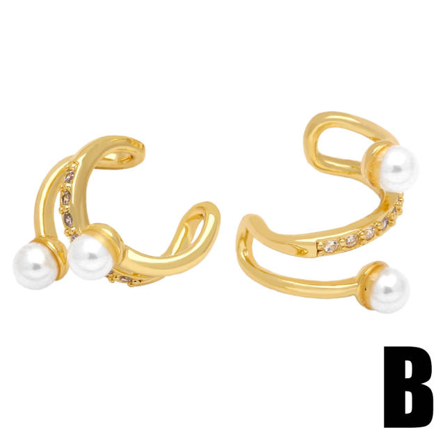 Luxury pearl beads real gold palted ear cuff