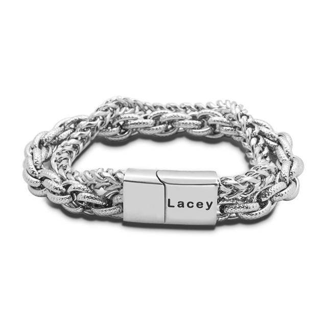 Hiphop rock and roll stainless steel chain bracelet for men
