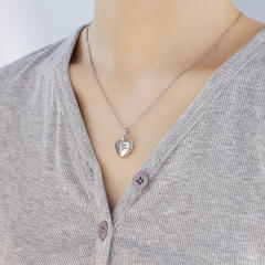 DIY hollow out heart engrave letter locket necklace