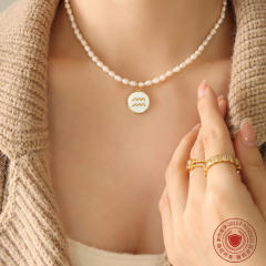 Water pearl beads zodiac pendant necklace