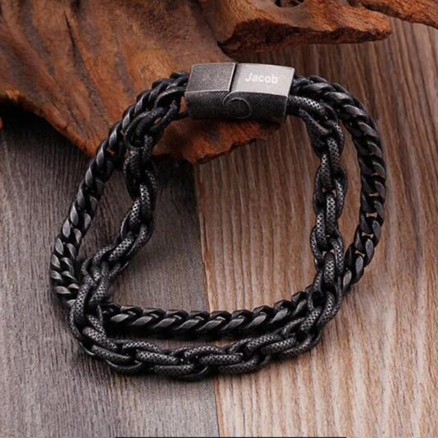 Hiphop rock and roll stainless steel chain bracelet for men