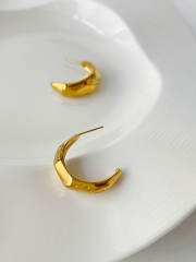 18K unique open hoop stainless steel earrings