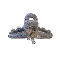 Warm winter gray color wool hair claw clips