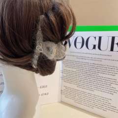 Warm winter gray color wool hair claw clips