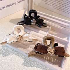 Luxury winter color satin bow hair claw clips