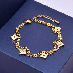 Fashionable hollow clover stainless steel bracelet