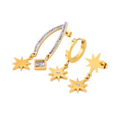 Popular diamond evil eye cloud stainless steel earrings huggie earrings set