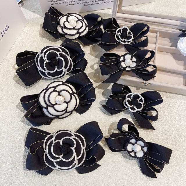 Korean fashion elgant camellia black french barrette