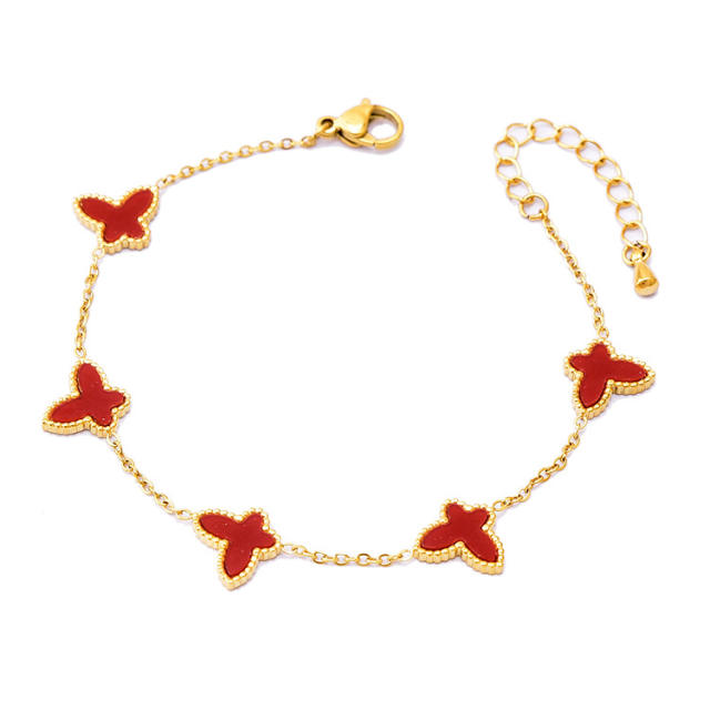 Korean fashion color shell butterfly stainless steel bracelet