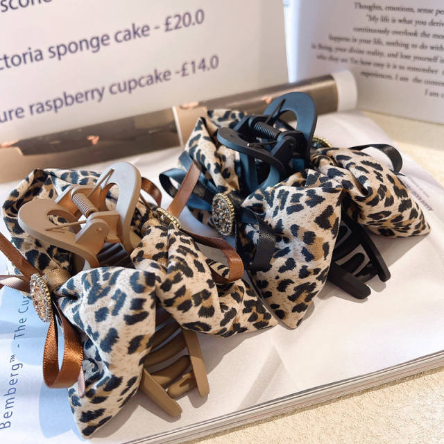 Korean fashion leopard grain bow hair claw clips