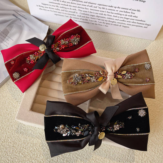Korean fashion vintage velvet bow french barrette