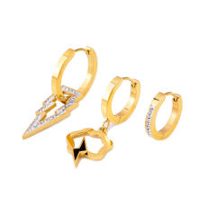 Popular diamond evil eye cloud stainless steel earrings huggie earrings set