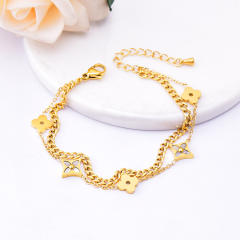 Fashionable hollow clover stainless steel bracelet