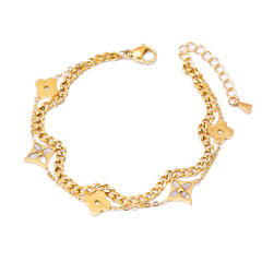 Fashionable hollow clover stainless steel bracelet