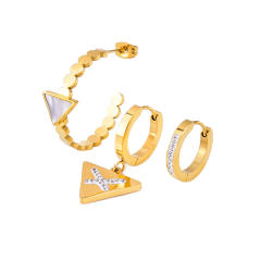 Popular diamond evil eye cloud stainless steel earrings huggie earrings set