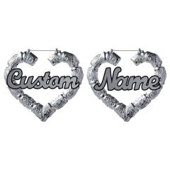 Personality heart shape custom name bamboo earrings