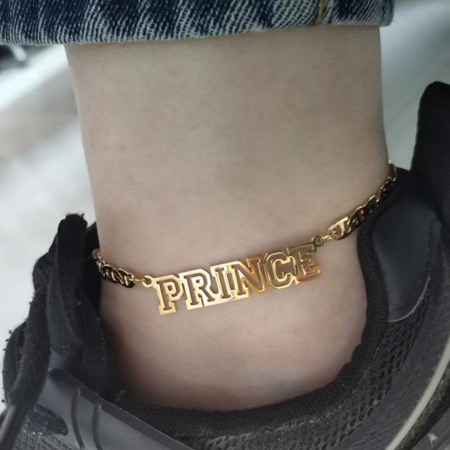 Creative hiphop hollow out name custome anklet