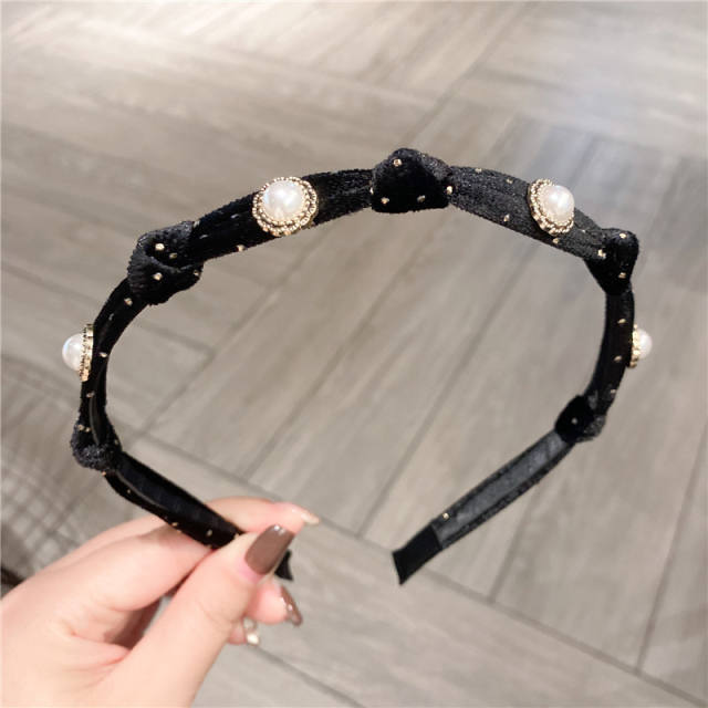 Korean fashion winter design black velvet scrunchies headband