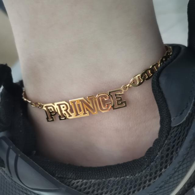 Creative hiphop hollow out name custome anklet