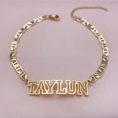 Creative hiphop hollow out name custome anklet