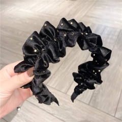 Korean fashion winter design black velvet scrunchies headband