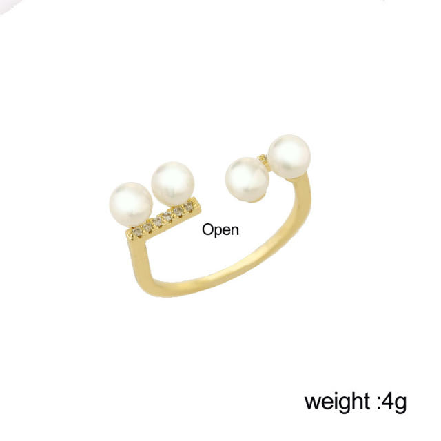 Elegant faux pearl beads unique stackable rings